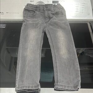 Boys 3T grey rocker style Jean bottom pant adjustable button wait tab